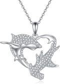 wholesale 925 Sterling Silver Dolphin Heart-Shaped Pendant Necklace for Women-0-0