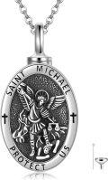 wholesale Sterling Silver Religion Jewelry Saint Michael Raphael Praying Hands Coin Medal Pendant Necklace Archangel Protection for Men Women-0-11