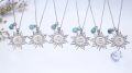 wholesale Sterling Silver Turquoise Sun A Z Alphabet Necklace for Women-0-2