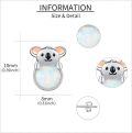 wholesale 925 Sterling Silver Opal Koala Bear Stud Earrings with Pink Enamel Accents-0-2