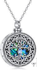 wholesale 925 Sterling Silver Abalone Shell Tree of Life Pendant & Chain Urn Keepsake Ashes Holder Necklace for Women Men Memorial -0-0