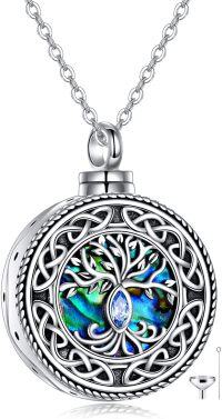 wholesale 925 Sterling Silver Abalone Shell Tree of Life Pendant & Chain Urn Keepsake Ashes Holder Necklace for Women Men Memorial -Tree of Life Urn Necklace