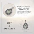 wholesale 925 Sterling Silver Oval Shape Green Moss Agate and White Moonstone with Black Lapis Lazuli Celtic Knot Teardrop Pendant Necklace-0-5