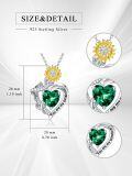 wholesale S925 Sterling Silver Gold Plated Emerald Sunflower Heart Pendant Necklace You Are My Sunshine Gift for Her-0-3