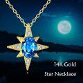 wholesale 14K Gold Blue Topaz Star Pendant Necklace for Women Birthdays Gifts-0-2
