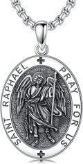wholesale 925 Sterling Silver  Saint Raphael Prayer Pendant Necklace for Men & Women-0-0