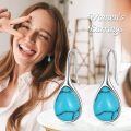 wholesale 925 Sterling Silver Turquoise Teardrop Threader Earrings for Women - Long Dangle Pierced Jewelry-0-5