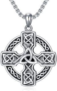 wholesale Silver Celtic Cross Pendant Necklace w 2 5mm Chain Men s Religious Amulet-A-style