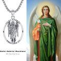 wholesale 925 Sterling Silver Saint Gabriel Angel Pendant Necklace for Men Women Catholic Medal Charm Prayer Gift 45cm Chain-0-4