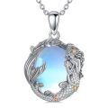 wholesale 925 Sterling Silver Moonstone Mermaid Pendant Necklaces for Women Sea Life Gifts-0-0