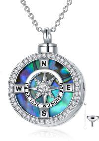 wholesale TOUPOP Compass Urn Cremation Jewelry For Ashes For Women 925 Sterling Silver Always In My Heart Necklace For Ashes Keepsake Memorial Pendant I'd Be Lost Without You Compass Ash Necklace For Human Ashes With Funnel Filler -undefined