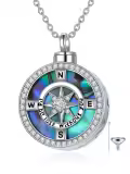 TOUPOP 925 Sterling Silver Always In My Heart Memorial Compass Ash Necklace With Filler-0-0