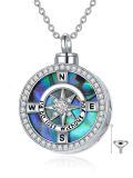 TOUPOP 925 Sterling Silver Always In My Heart Memorial Compass Ash Necklace With Filler-0-0