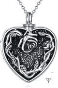 wholesale 925 Sterling Silver Heart Rose Black Abalone Cremation Jewelry Urn Pendant Necklace with Funnel and Fill Tool 24 Chain-0-0