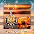 wholesale 925 Sterling Silver Moonstone Sun & Crescent Moon Pendant Necklace with Metatron's Cube Design-0-3