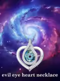 TOUPOP Sterling Silver Blue Evil Eye Heart Pendant Necklace-0-3