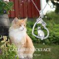 wholesale 925 Sterling Silver Cat and Dog Heart with Paw Prints Pendant Necklace-0-2