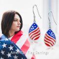 wholesale 925 Sterling Silver American Flag Teardrop Drop Earrings with Cubic Zirconia and Red White & Blue Design-0-1