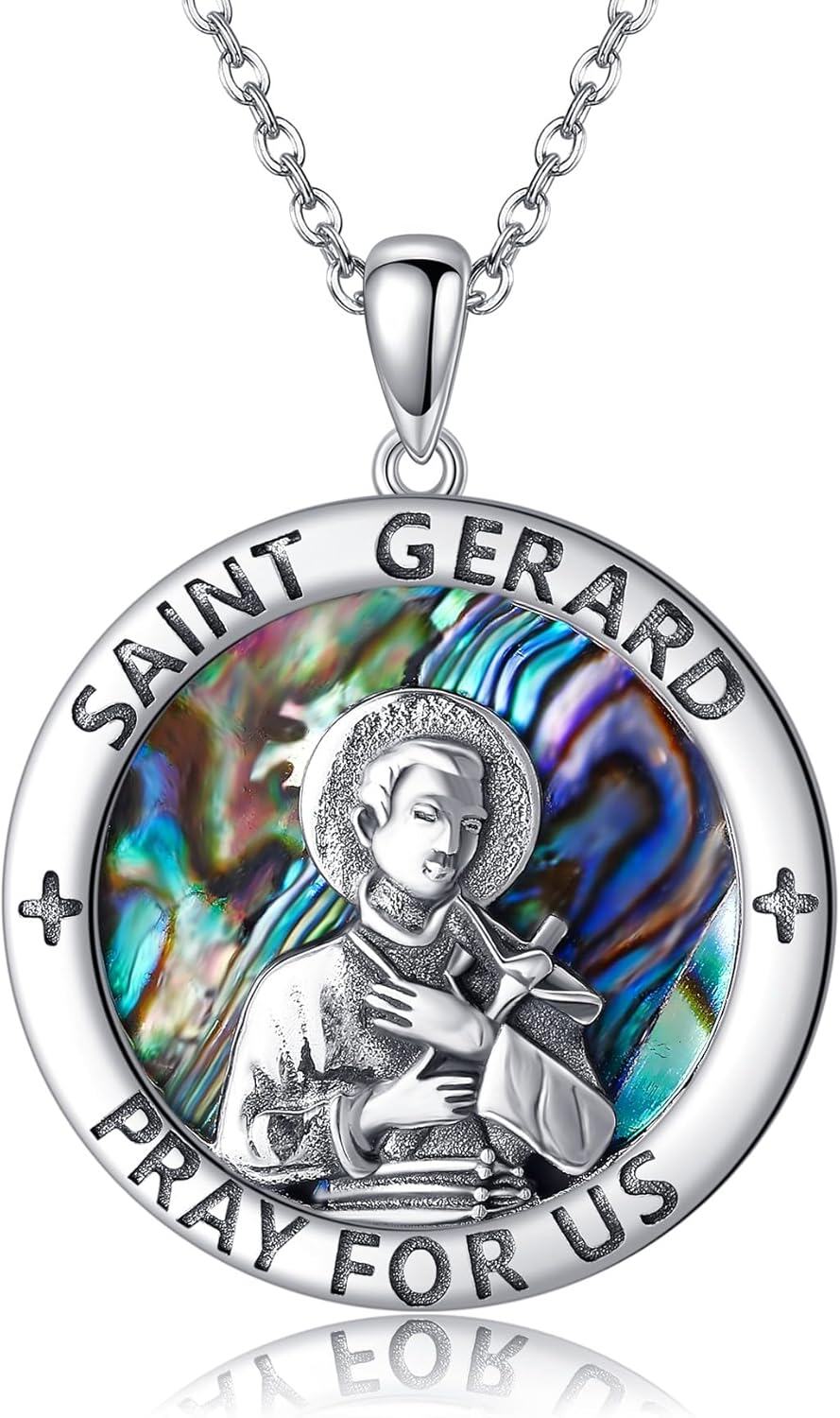 Sterling Silver Sterling Silver Religious Necklace St Dymphna St Gerard Santa Muerte St Michael Round Pendant Unisex Christmas Gift-0-0