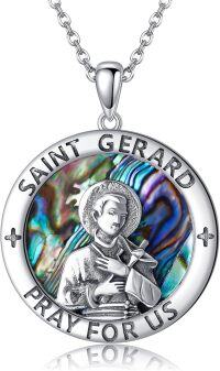 wholesale 925 Sterling Silver Saint Gerard Medal Necklace with Abalone Shell and Chain for Men Women - Catholic s-St Gerard