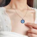 wholesale 925 Sterling Silver Blue Fire Opal Abalone Shell Masonic Pendant Necklace with Freemasonry Compass Symbol Gifts for Men & Women - 30 Chain + Extender-0-4