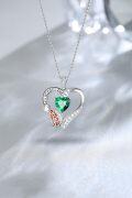 wholesale 925 Sterling Silver Green Crystal Butterfly Heart Necklace for Mom & Grandma Gifts-0-3