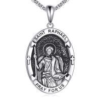 wholesale 925 Sterling Silver Saint Raphael Religious Pendant Necklace-Saint Raphael