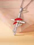 TOUPOP 925 Sterling Silver Sunflower Mushroom Lotus Cross Pendant Necklace-0-1