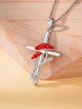 TOUPOP 925 Sterling Silver Sunflower Mushroom Lotus Cross Pendant Necklace-0-1