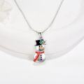 wholesale 925 Sterling Silver Snowman Pendant Necklace with Red Scarf and Green Hat Charm s for Women-0-1