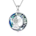TOUPOP Sterling Silver Crystal Guardian Angel Necklace For Women-0-0