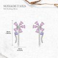 wholesale 925 Sterling Silver Pink & Purple Cubic Zirconia Dragonfly Drop Earrings-0-2
