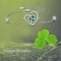 wholesale 925 Sterling Silver Heart-Shaped Shamrock Charm Bracelet with Green Stones and CZs-0-5