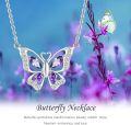 wholesale 925 Sterling Silver Purple Crystal Butterfly Pendant Necklace for Women Gifts for Her Valentines Day Jewelry-0-5