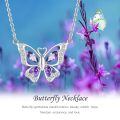 wholesale 925 Sterling Silver Purple Crystal Butterfly Pendant Necklace for Women Gifts for Her Valentines Day Jewelry-0-5