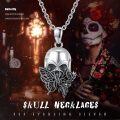 wholesale 925 Sterling Silver Butterfly & Rose Skull Pendant Gothic Necklace for Women and Men-0-5
