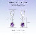 wholesale 925 Sterling Silver Heart Pendant Earrings With Purple Gemstones-0-5