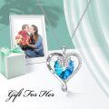 TOUPOP Sterling Silver Blue Crystal Butterfly Necklace Pendant Gift for Women-0-4