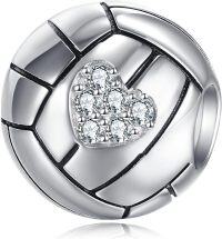 wholesale 925 Sterling Silver Heart Charm Beads Fits Jewelry for Women-Volleyball