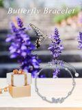 wholesale 925 Sterling Silver Anklet with Purple Butterflies and CZs for Women-0-4
