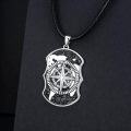 wholesale 925 Sterling Silver Black Stone Evil Eye Yin Yang Compass Dog Tag Pendant Necklace with 24 Leather Cord-0-4