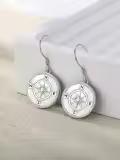 TOUPOP Sterling Silver Turquoise Opal Compass Dangle Earrings-0-1