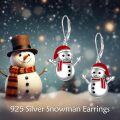 wholesale 925 Sterling Silver Snowman Leverback Earrings - Adorable Winter Holiday Jewelry for Women and Girls-0-1