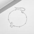 wholesale 925 Sterling Silver Cat Charm Bracelet with Stone Beads s for Women-0-2