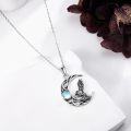 wholesale 925 Sterling Silver Moonstone Raven Crescent Moon Pendant Necklace s for Women-0-2