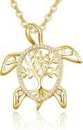 wholesale 925 Sterling Silver Tree of Life Sea Turtle Pendant Necklace Tortoise Jewelry Birthday Party Gifts for Women-0-0
