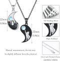 wholesale 925 Sterling Silver Ying Yang Cats Moonstone Pendant Necklaces for Couples Jewelry Sets-0-4