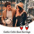 TOUPOP Sterling Silver Red Agate Gothic Bat Skull Cross Celtic Knot Leverback Earrings-0-3