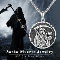wholesale 925 Sterling Silver Grim Reaper Pendant Necklace  with Hourglass and Scythe Gothic Jewelry for Men-0-5