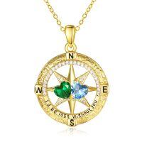 wholesale 925 Sterling Silver Compass Pendant with Birthstones for Women-05-12-May-Dec